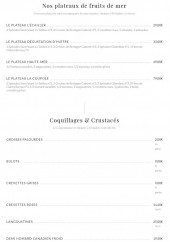 Menu La Coupole - Les plateaux de fruits de mer, coquillages et crustacés