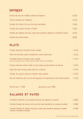 Menu Le Comptoir - Les entrées