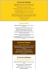 Menu Les fondus de la raclette - Les raclettes, spécialités, fondues et grillades