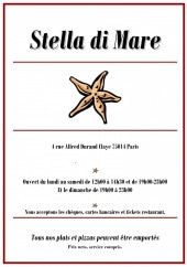 Menu Stella Di Mare - Carte et menu Stella Di Mare
Paris 14