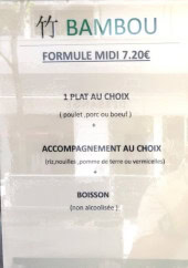 Menu Bambou - Les formules midi