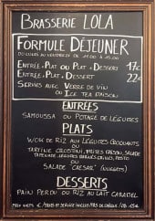 Menu Brasserie Lola - Un exemple de menu du jour