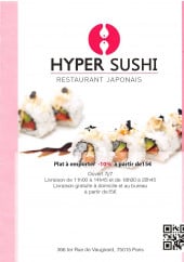 Menu Hyper Sushi - Carte et menu Hyper Sushi Paris 15