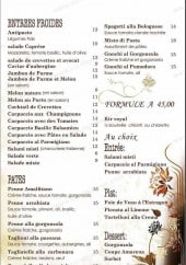 Menu Le Bugatti - les entrées froides, les pâtes et les formules 