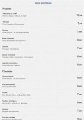 Menu Les Vignes du Liban - Les entrées