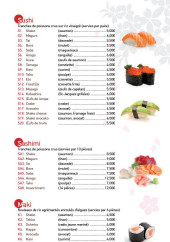 Menu Matsuyama - Les sushis, sashimis et makis