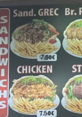 Menu Sandwicherie Grec - Les sandwichs