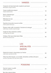 Menu Le Cardinal - Les viandes, spécialités et poissons