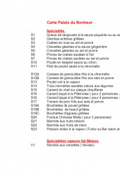 Menu Le Palais du Bonheur - La carte