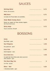 Menu Crush Smash Burger - Les sauces et boissons