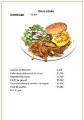 Menu Le Bar Belge - Les plats et grillades