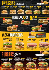 Menu Le Gotham - Les burgers classiques,  mega burgers  et  burgers grill