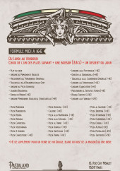 Menu Pastaland - Les formules