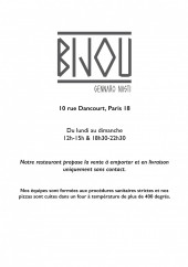Menu Bijou - Carte et menu Bijou Paris 18