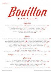 Menu Bouillon Pigalle - Les plats à la carte