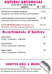 Menu Bulot Bulot - Les huitre naturelles , assortiments d huitres et lobster roll &amp; mor