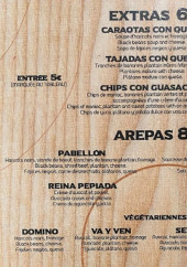 Menu Bululu Arepera - Extras et arepas