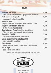 Menu Café Albert - Les plats et menus bistrot