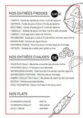 Menu Chez Zena - Entrées et plat 