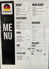 Menu Le Berlinois - Les menus