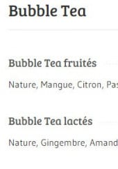 Menu Ô bubble - Le bubble tea