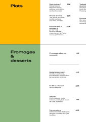 Menu Pagaille - Les plats, fromages et desserts