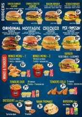 Menu Babs kebab - Les burgers, tenders et wings