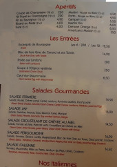 Menu Le jaurès - Les entrées, salades et  italiennes