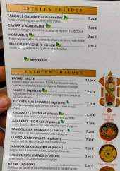 Menu Tasska - Les entrées et suppléments boissons