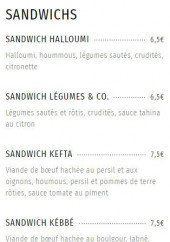 Menu Tintamarre - Les sandwiich