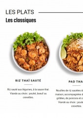 Menu Bangkok Factory - Les plats