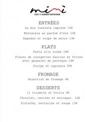 Menu Chez Mimi - Un exemple de menu