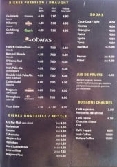Menu Corcoran' s - Les boissons