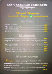 Menu La crêperie Gambetta - Les galettes