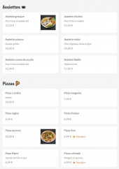 Menu Les 3 Lumières - Les assiettes, pizzas