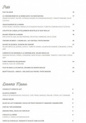 Menu Mama Shelter - La cartre du midi suite
