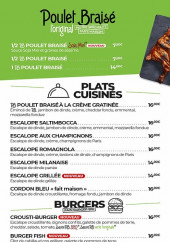 Menu PB Poulet Braisé - Plats, burgers et viandes rouges a emporter