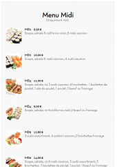 Menu Sushi King - Menus midi