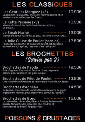 Menu A la Braise - Les classiques, brochettes et salades, ...