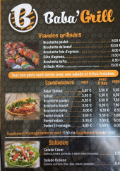 Menu Baba 'Grill - Les viandes, sandwichs et salades