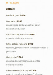 Menu Blotti - Les entrées