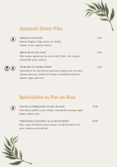 Menu Dolce Vita - Les entrées et spécialités