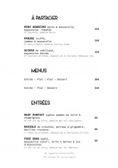 Menu Navio - Apartager, menus et entrées