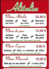 Menu Alitalia - Les Menus