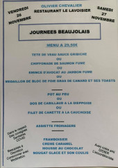 Menu Le Lavoisier - La carte