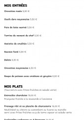 Menu Le Café Suisse - Les entrées et plats