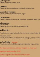Menu Pizza Stef' - Les pizzas