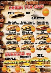 Menu Urban food - Les sandwiches et burgers