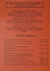 Menu La Tana - les pizzas et suggestions