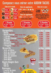 Menu Addim kebab - les barquettes, desserts et boissons